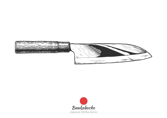 Bunka bocho knife on white background