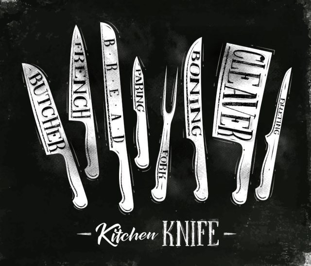 kitchen knife poster on black background