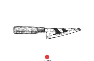 What is a Honesuki Knife Used For? Honesuki knife on white background